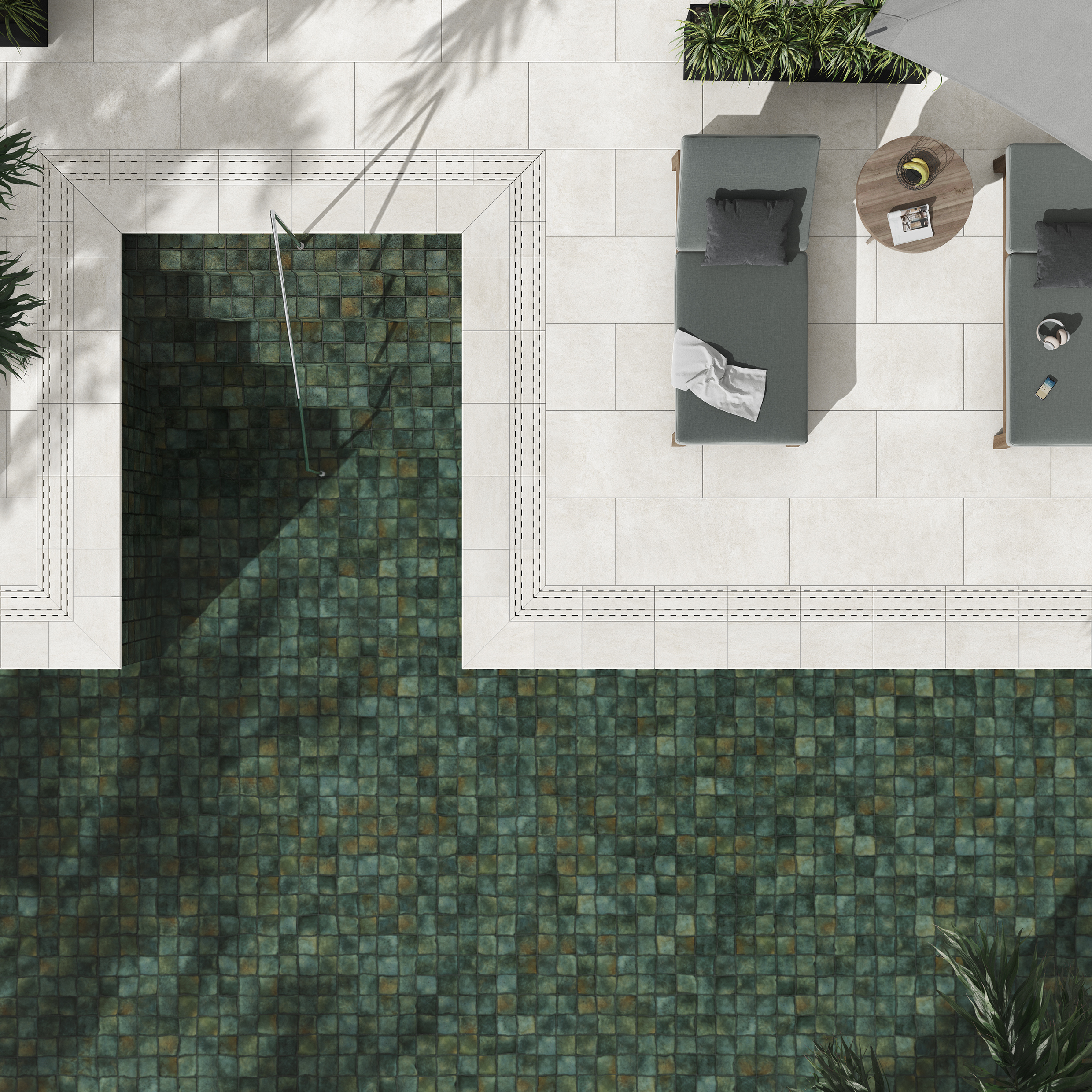 Ambiente Tropic Turqueta (14.7x14.7) - Borde Creta 33x50, RJ25 25x50